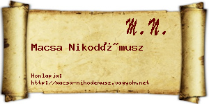 Macsa Nikodémusz névjegykártya